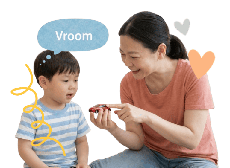 Speech therapy session with a young boy and therapist focusing on language delay.