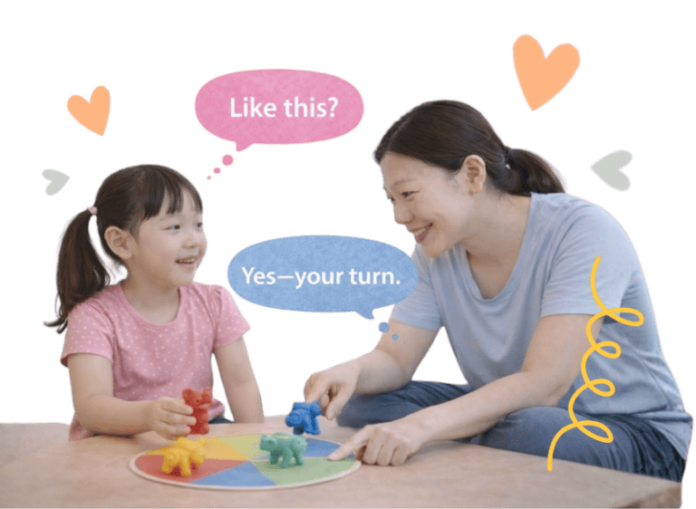 Child and therapist engaging in speech therapy activities for ADHD and executive functioning skills.