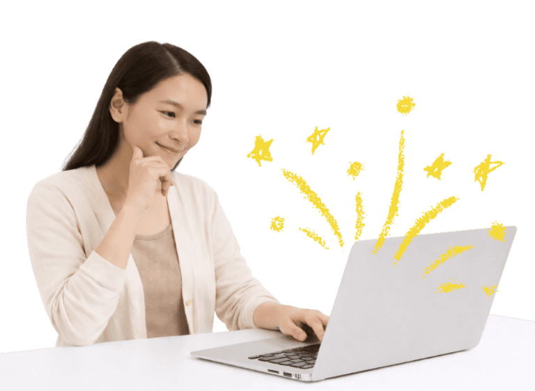 Woman using laptop for speech therapy consultation at Speech Therapy Adventures.