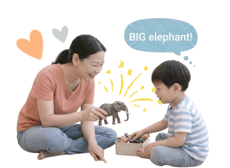 Child and therapist engaging in speech therapy for language delay.