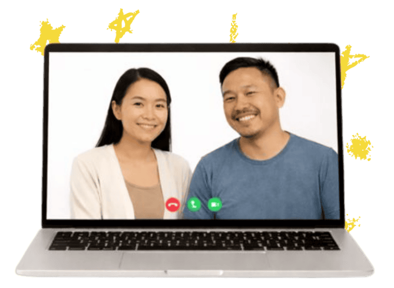 Speech therapy session with a therapist and parent via video call.