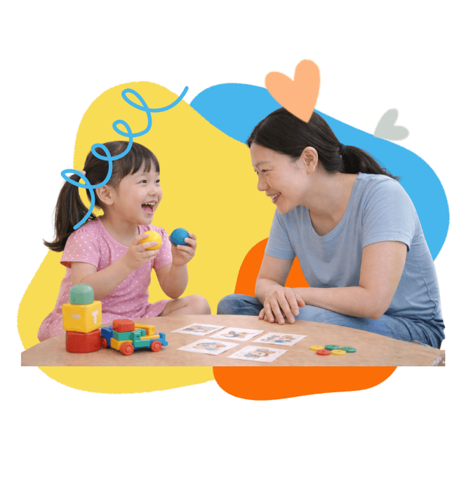 Child and therapist engaging in speech therapy activities for developmental delay.