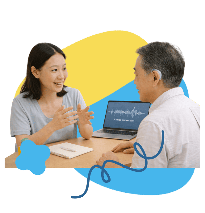 Hearing loss consultation with speech therapist for adults experiencing hearing difficulties.