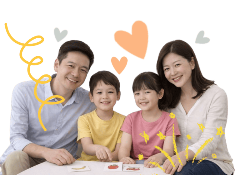 Parent coaching session for speech therapy with children and family support.