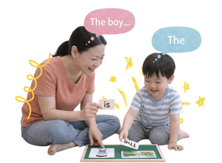 Child and therapist engaging in speech therapy for language delay.