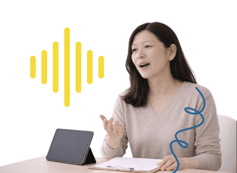 Woman practicing speech therapy exercises for voice and swallowing recovery.