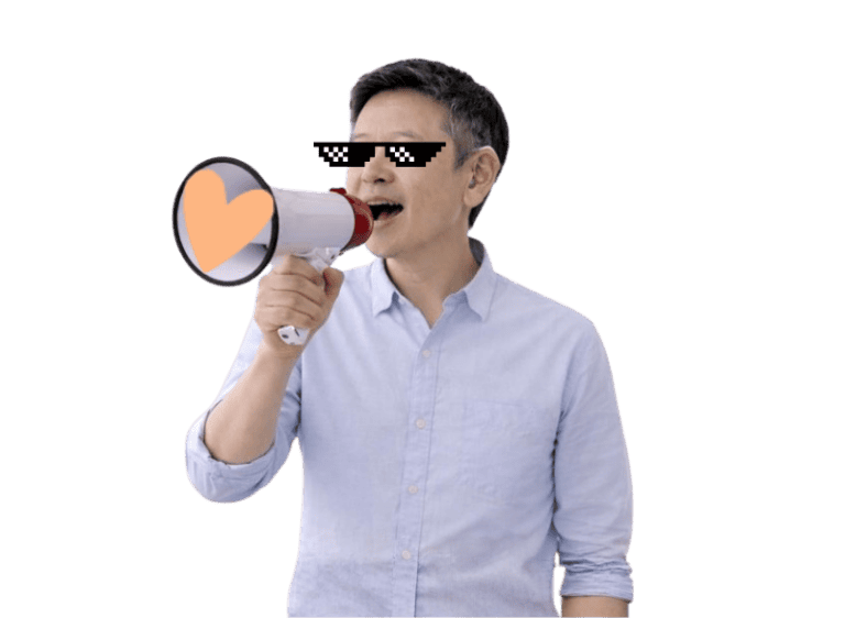Person advocating for hearing loss awareness with megaphone.