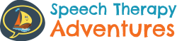 Logo of Speech Therapy Adventures with a sailboat and speech bubble.