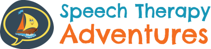 Logo of Speech Therapy Adventures with a sailboat and speech bubble.